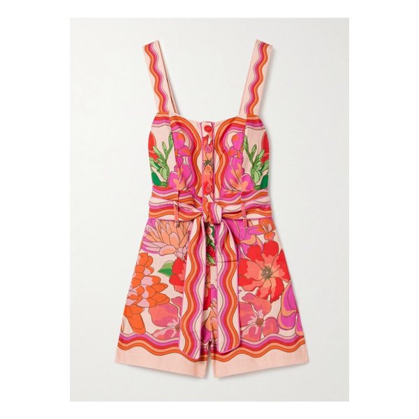 팜리오 벨트 프린트 리넨 혼방 플레이수트 핑크 46376663162869570