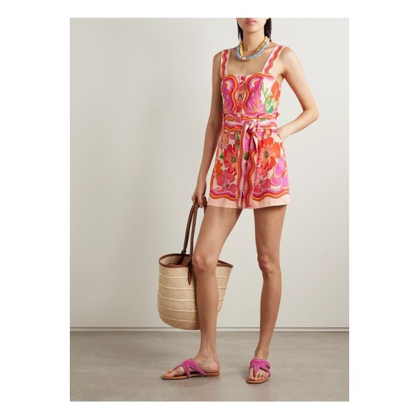 팜리오 벨트 프린트 리넨 혼방 플레이수트 핑크 46376663162869570