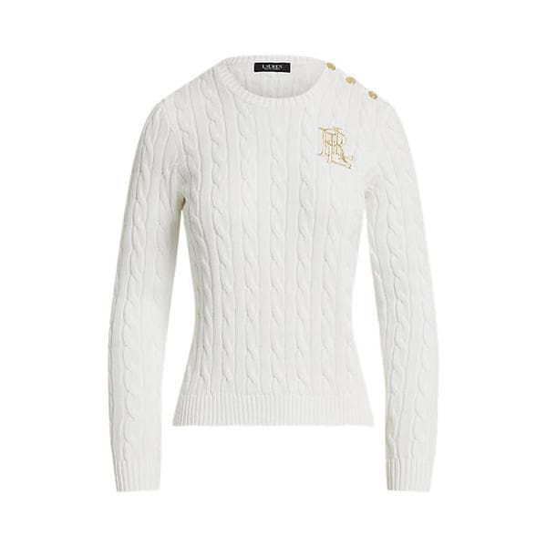 버튼 트림 케이블 니트 코튼 스웨터(WMLRSWES6820881100)