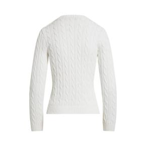 버튼 트림 케이블 니트 코튼 스웨터(WMLRSWES6820881100)