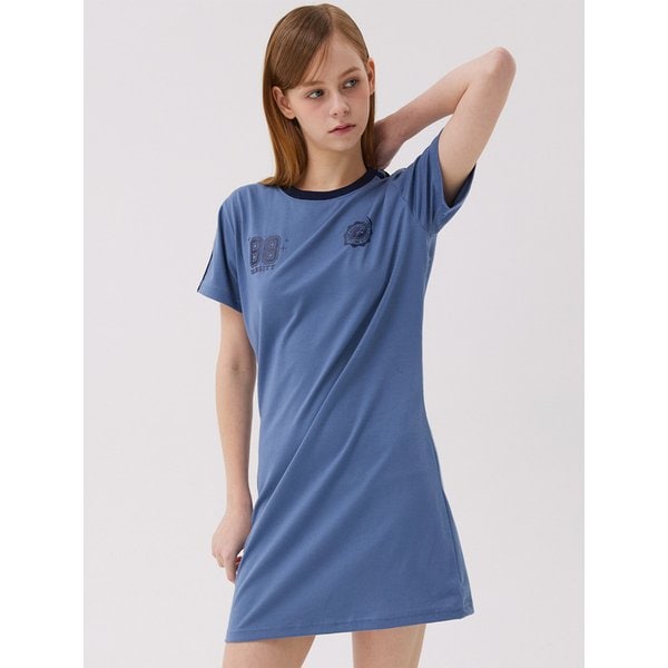 풋볼 라인 배색 원피스 인디블루