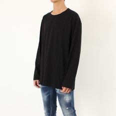 남여공용 긴팔 박스티 HH_T03_077 블랙 Round Neck T-shirt