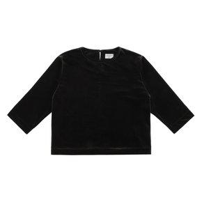 ROUND NECK VELVET TOP : BLACK