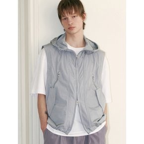 2WAY NYLON HOODED VEST LGR