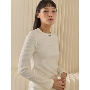 Fine Rib Long Sleeve Top_Ivory