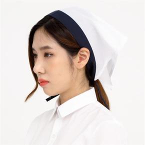 백색네이비 머리끈스카프