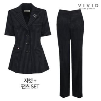 비비드시크릿가너 VIVID SET 여성 롱스트라이트 여름정장자켓+팬츠 세트