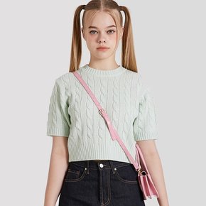 CABLE CROPPED SWEATER_MINT