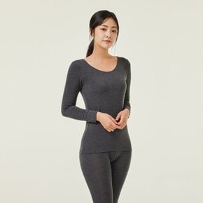 *정상가 19,900원*여 JAJU HEAT U넥 긴팔 티셔츠_MELLANGE GREY