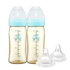 루피너스 PPSU 젖병 240ml 트윈팩 (아쿠아민트)+젖꼭지 3단계(2개입)..[34263668]