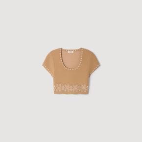 대조적인 자수 스웨터 Beige SFPPU02848