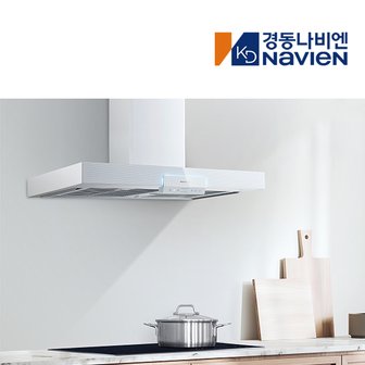  경동나비엔 주방 가스렌지 터치식 3D에어커튼 레인지 침니 후드 화이트 RAC551-09TCBC