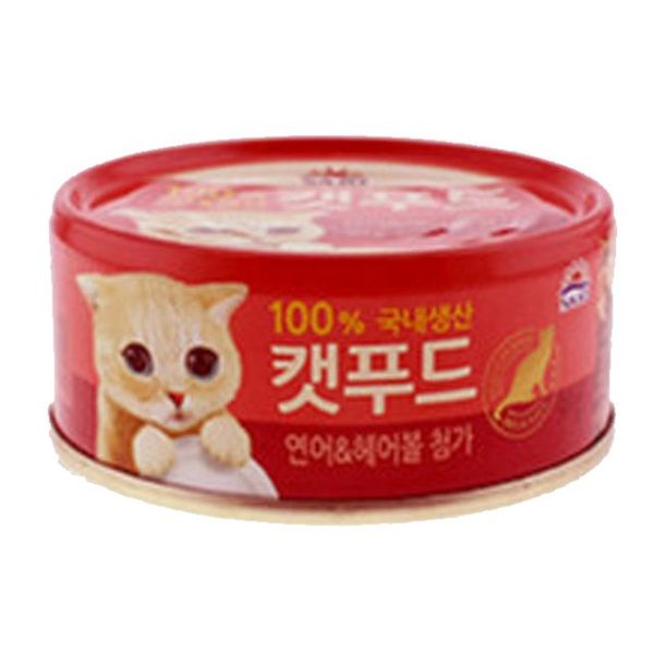 고양이 캣푸드 연어 헤어볼 습식 사료 통조림 90g 24P