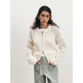 TFS NETTING ZIP-UP KNIT CARDIGAN_3COLORS