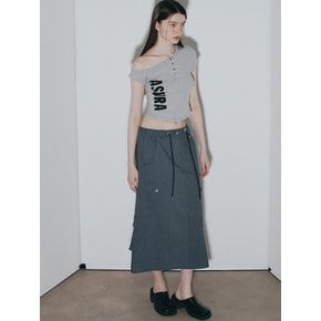 BELLA CARGO LONG SKIRT (DENIM CHARCOAL)