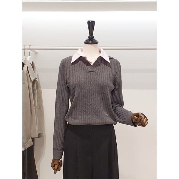 [파주점] 쥬크 주크 울혼방 카라넥 배색 골지니트 V254KSK932