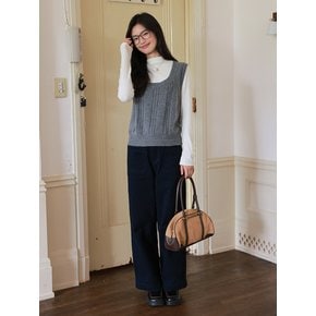 LS_U-neck gray knitted vest