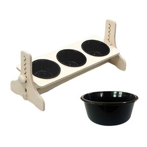 높이조절 원목 도자기 블랙 3구 애견식기 펫밥그릇