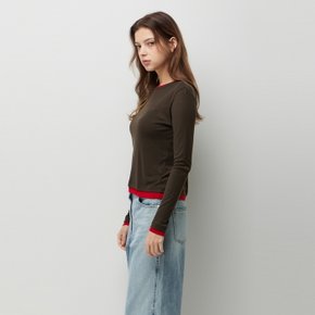 [Online Exclusive] 레이어드 배색 긴팔 티셔츠_SATSE2641BR