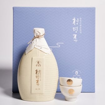  청명주 백도자기 선물세트 17도 500ml 중원당 약주 무형문화재 우리술품평회 대통령상 전통주선물