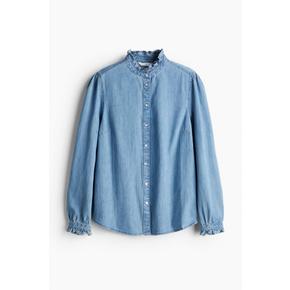 에이치엔엠 러플 데님 블라우스 1191867004 AZUL DENIM CLARO