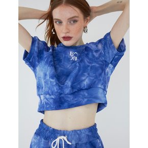 Marble summer crop sweatshirt (Blue)