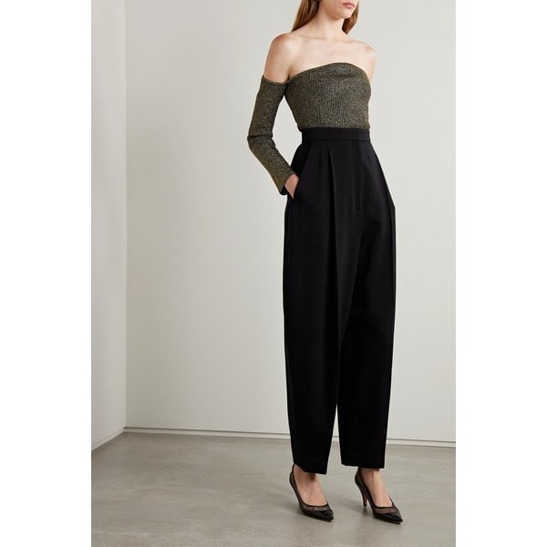 케이트 마리아 오프숄더 메탈릭 골지 니트 스웨터 골드 1647597325519160