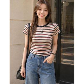 레트로 무드 스트라이프 슬림 티셔츠 G6MTS005P _P420441815