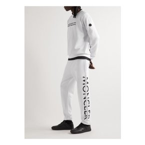 Tapered Logo-Embroidered Cotton-Jersey Sweatpants 화이트