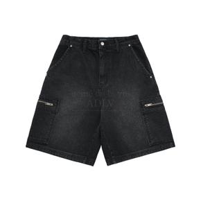 BRUSH WASHING BERMUDA DENIM SHORT PANTS BLACK 버뮤다 데님 블랙