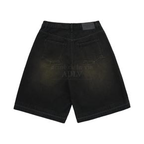 BRUSH WASHING BERMUDA DENIM SHORT PANTS BLACK 버뮤다 데님 블랙