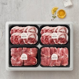 인정식탁 [냉동][오늘의돼지] 한돈 뒷고기모듬 선물세트 1.2kg(뽈항정300g x 2팩+꽃살300g+관자살300g)
