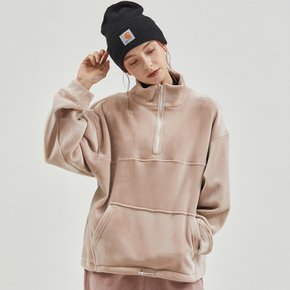 Velvet High Neck Zipup MTM PinkBeige