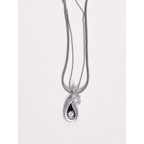 ethos silver necklace-black