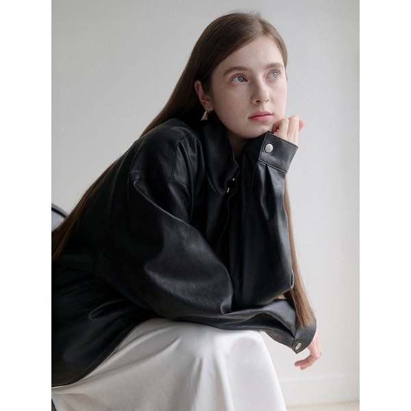 les half leather jacket (black)