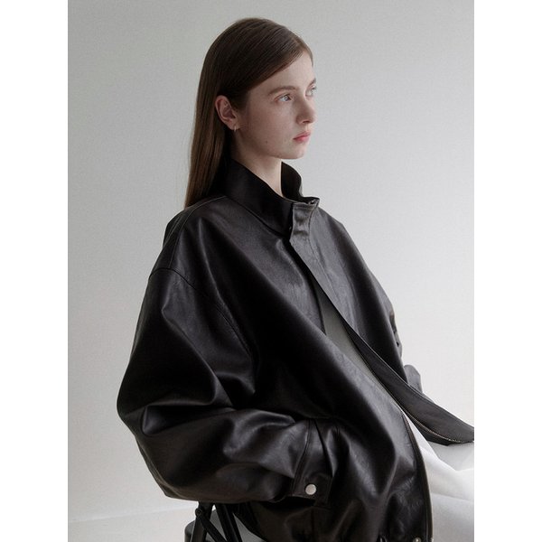 les half leather jacket (black)