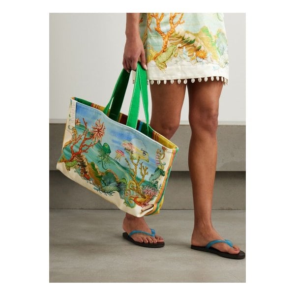 알레마이스 샘 파울레토 에메랄드 코브 자수 프린트 코튼 캔버스 토트 블루 46376663162877880