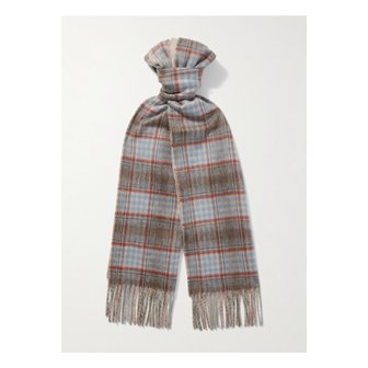 JOHNSTONS OF ELGIN 존스톤스 오브 엘긴 프린지 체크 캐시미어 스카프 46376663162948237