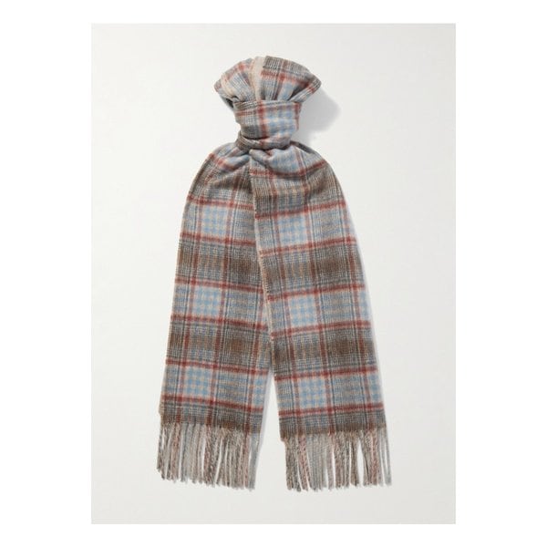 존스톤스 오브 엘긴 프린지 체크 캐시미어 스카프 46376663162948237