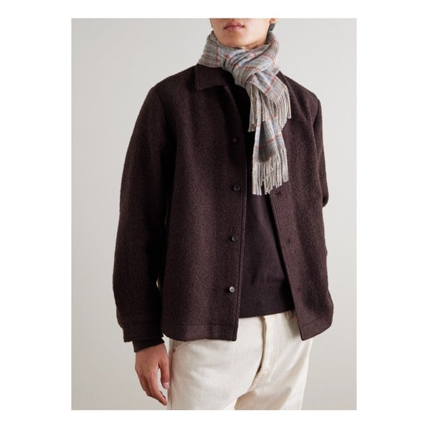 존스톤스 오브 엘긴 프린지 체크 캐시미어 스카프 46376663162948237