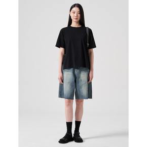 수피마 코튼 오버핏 반소매 티셔츠  블랙 (324442LY25)