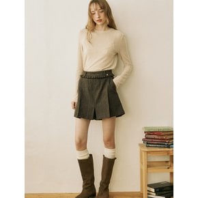 Wool Frill Culotte Pants - Brown