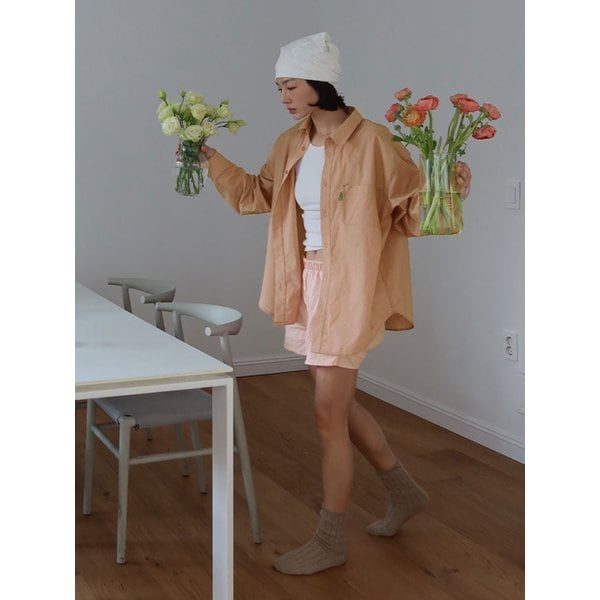 오버핏 스트라이프 셔츠 (Orange)