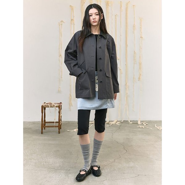 Collar Detail Midi Jacket  Ash Brown (KE6230M04D)