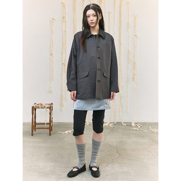 Collar Detail Midi Jacket  Ash Brown (KE6230M04D)