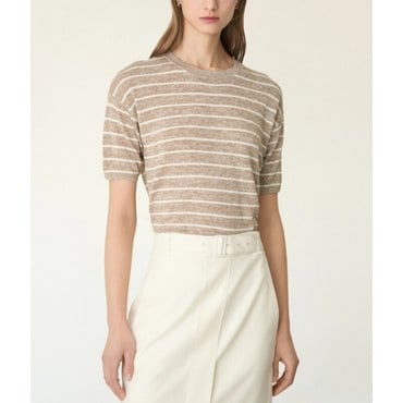 DKNY 시즌오프30%린넨 블렌드 스트라이프 니트 (DW2F3KTO062C)