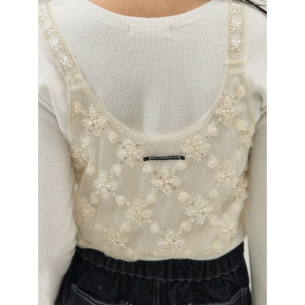 Floral Beaded Lace Top_Cream