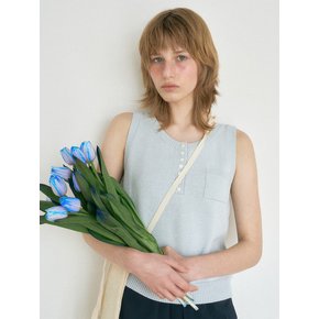 MINI POCKET KNIT SLEEVELESS - BABY BLUE