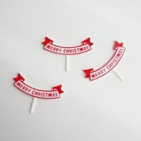 Merry Christmas Ribbon Pick 메리크리스마스리본픽 - 3p