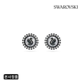 [본사정품/쇼핑백증정] Iconic Swan 펄 그레이 로듐 스터드 귀걸이 5680848